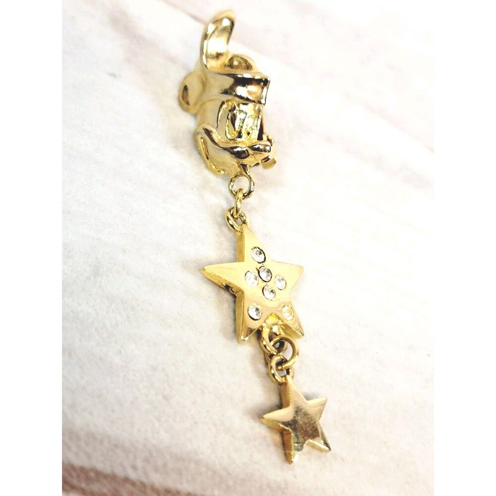 Vintage Disney 3D Mickey Mouse Face Gold Tone Clip-On Earring - Single